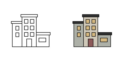 Simple apartment block icon set with clean geometric shapes © KHALID