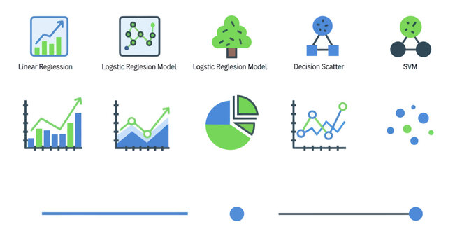 Data Science Icons: Charts, Graphs, Models, and Analytics