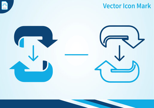 Rotation arrows flat and outline icon.