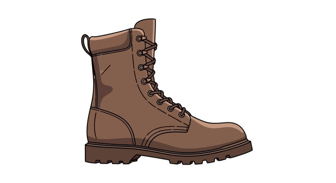 Brown Leather Work Boot With Laces.