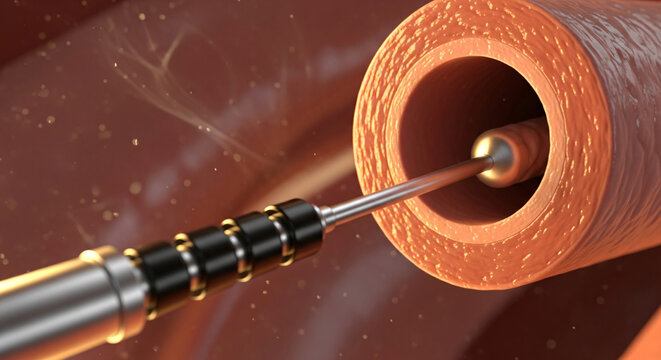 Medical catheter device being inserted into a human blood vessel for a therapeutic or diagnostic procedure