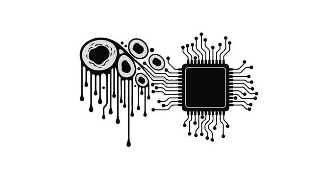 Microchip integrated with digital circuits displays a data leak pattern on a clean white background.