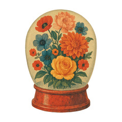 Fototapeta premium PNG Vintage floral globe illustration