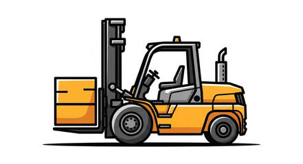 Naklejka premium Illustration of a Yellow Forklift Lifting a Box.