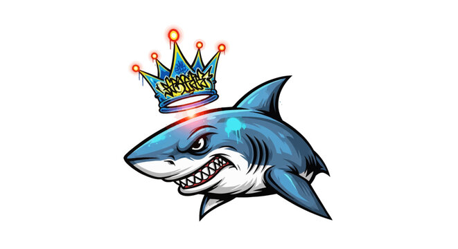 A shark wearing a crown on its head