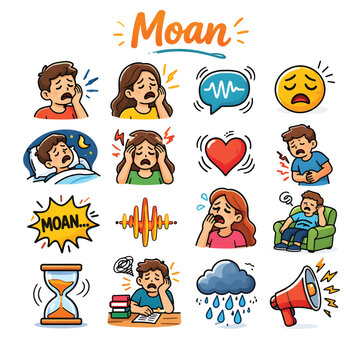 Moan Expression Illustration, Emotional Sound and Human Reaction Vector Concept