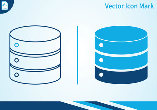 Server database vector icon mark illustration with outline and solid.