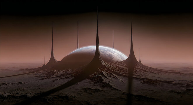  Super Earth Extreme Gravity Towering Thin Spire Mountains Alien Heavy Atmosphere