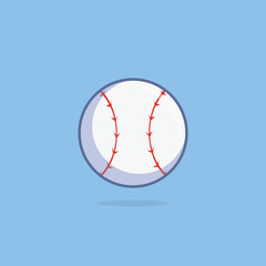 Fototapeta premium White baseball with red stitching floats mid-air. Soft blue background adds calm, clean aesthetic. Simple design makes it versatile for digital or print use. Ideal for sports, games