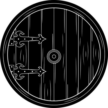 Round hobbit door silhouette vector illustration