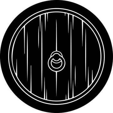 Round hobbit door silhouette vector illustration