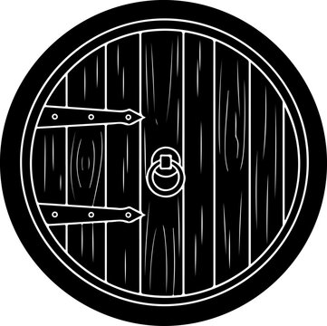 Round hobbit door silhouette vector illustration