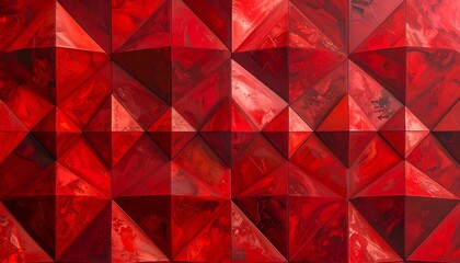 Obraz premium Geometric abstract pattern with deep red textured facets