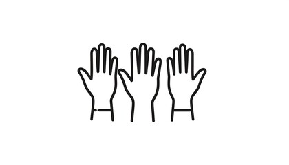 Fototapeta premium A minimalist line drawing of three raised hands