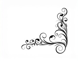 Fototapeta premium Decorative Black Floral Corner Motif