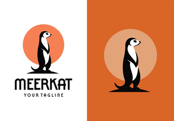 Obraz premium Meerkat Animal Silhouette Minimalist Modern Brand Logo Vector Illustration