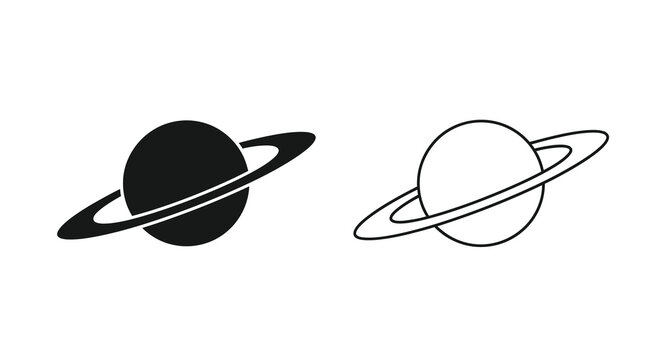 Two stylized depictions of saturn one dark and one light