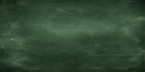 A vintage green chalkboard background with a blank textured design and grunge chalk marks on an empty dark blackboard frame © Faysal