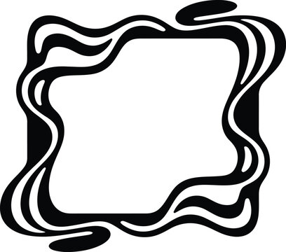 Black wavy squiggle border creates playful distorted square decorative frame.