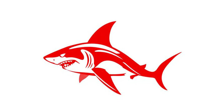 Red shark tattoo vector illustration of a marine predator fish in the ocean featuring a stylized fin design for aquatic animal art and nature icons