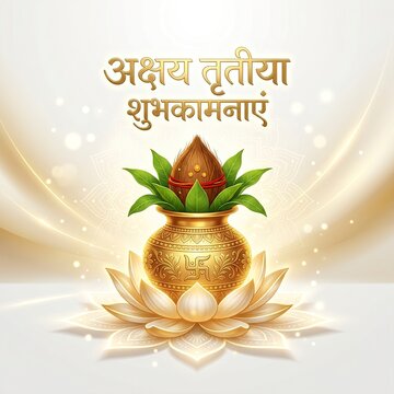 Prosperity Concept for Akshaya Tritiya with Gold Kalash