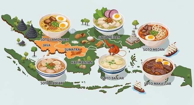 Indonesian cuisine map dishes