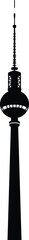 Berlin TV Tower silhouette vector, Fernsehturm landmark icon isolated, Germany city architecture illustration, tall broadcasting tower skyline element, travel symbol black shape design © MstHosneAra