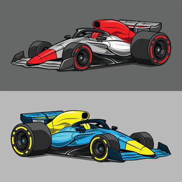Cartoon Formula Car Parked Waiting For a Racing Match