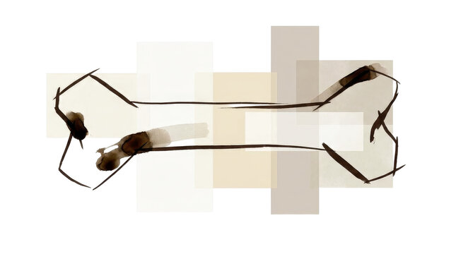 Stylized bone shape with painterly texture on transparent png background.