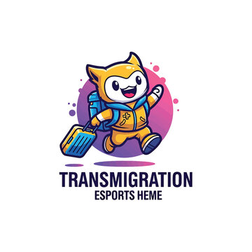 Mascot astronaut cat with suitcase and sports backpack for Transmigration Esports Theme
