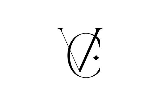 Minimalist VC Monogram Logo &ndash; Elegant Serif Branding Emblem with Diamond Accent in Black and White