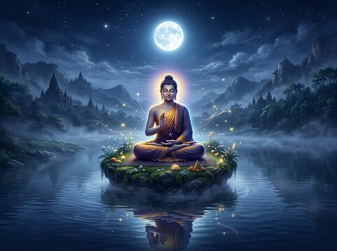Buddha Purnima Greeting Poster with Spiritual and Peaceful Theme