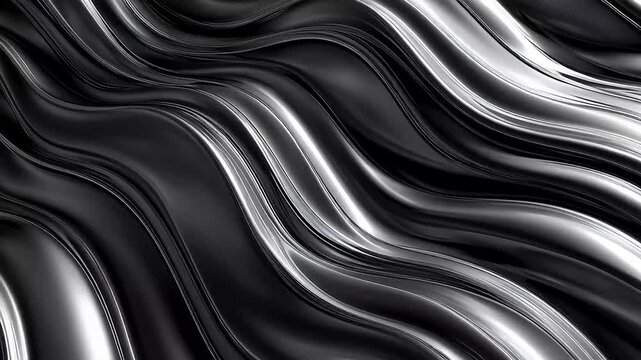 Digital silver wave curve sculpture abstract background