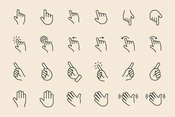 Fototapeta premium Hand gesture icon set vector