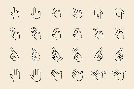 Hand gesture icon set vector