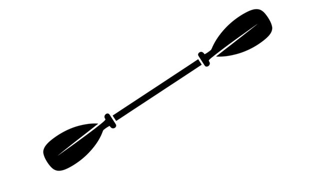 Black Kayak Paddle Icon Isolated on White Background, Water Sports Equipment Vector