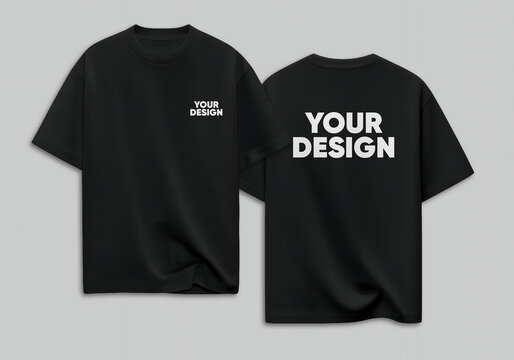 A black t-shirt with a blank design on the front and back