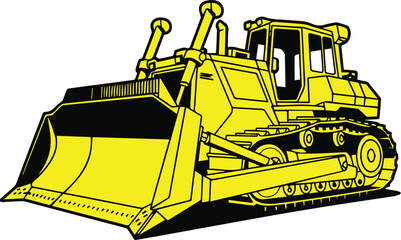 Bulldozer parts and undercarriage components layout © Icon Stock