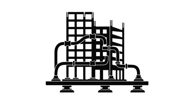 Industrial pipe system with valves and grid structure