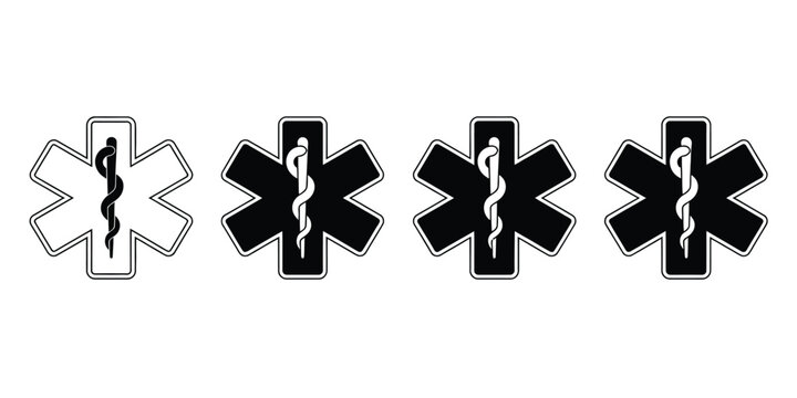 Medical star of life icon emergency alert emt ems nurse doctor symbols vector illustration for healthcare design