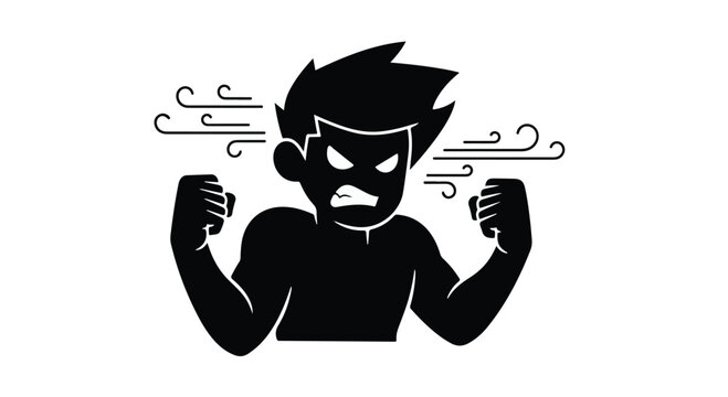 angry cartoon man with wind blowing on face