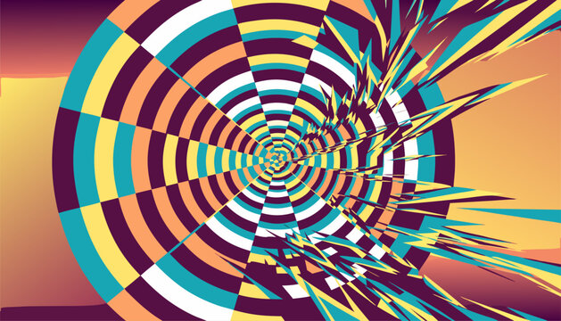 A vibrant and dynamic vector graphic illustration of a colorful spiral design with a mesmerizing optical effect