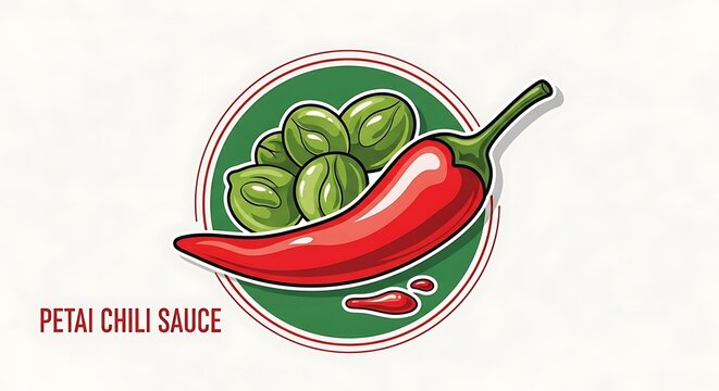Petai Chili Sauce Logo Illustration.