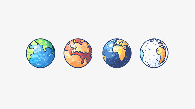 Pixelated artwork featuring four stylized planets with varied colors, representing possible planetary forms