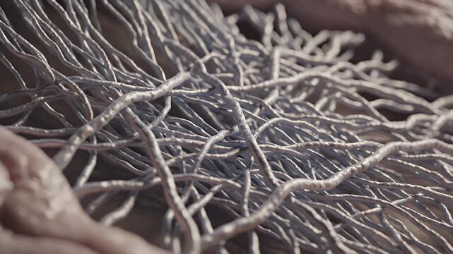Microscopic Network of Veins Arteries Capillaries Pulsing with Subtle Light in Scientific Medical Animation