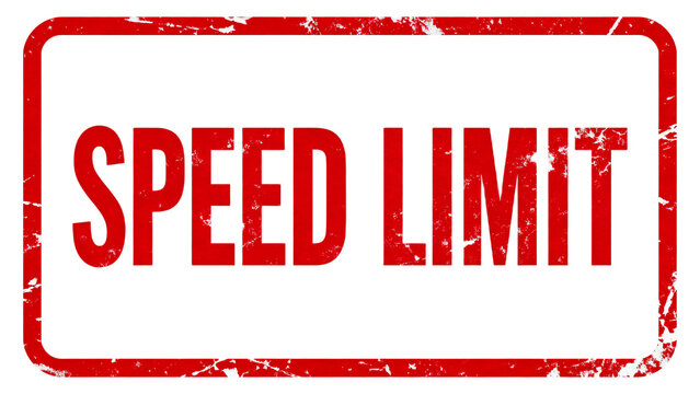 Red Rectangular Sign with Distressed Grunge Style Featuring the Bold Text 'SPEED LIMIT' in White