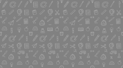 Fototapeta premium Seamless gray business and technology icon pattern background.