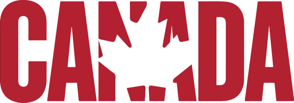 Canada country drawing vector logo with a maple leaf, symbol of the nation and its geography