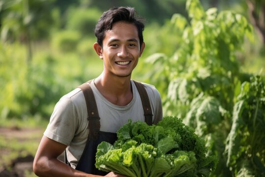 Young Thai vegetable organic holding.