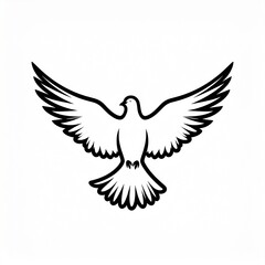 Fototapeta premium minimalist black and white dove silhouette flying in abstract peace concept